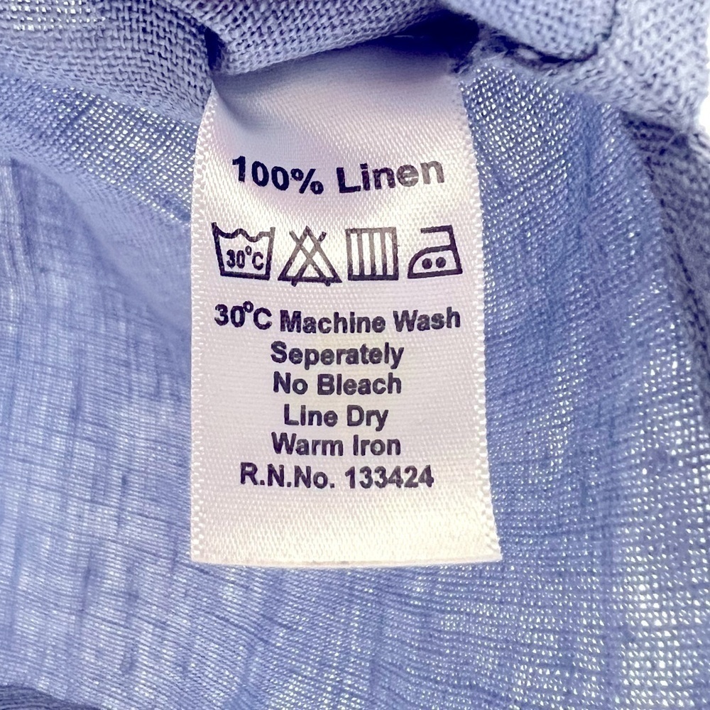 Paper Lace Sleeveless Linen Top Cornflower Blue Minimalist Contemporary Coastal - Picture 11 of 11